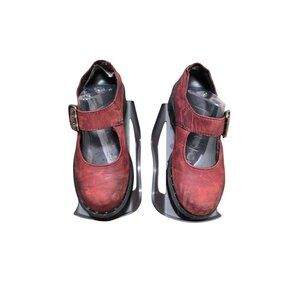 Dr Marten Chunky Red Leather Mary Jane Shoes Made In England Grunge Size 8.5